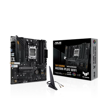 Asus Alaplap - AMD TUF GAMING A620M-PLUS WIFI AM5 (A620, 4xDDR5 7600+MHz, 1x 2,5 Gb LAN, 2xM.2, 4xSATA3, HDMI+2xDP)