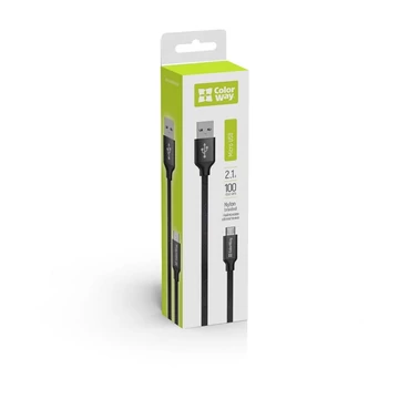 COLORWAY Kábel, USB MicroUSB 1m 2.1A black (CW-CBUM002-BK)