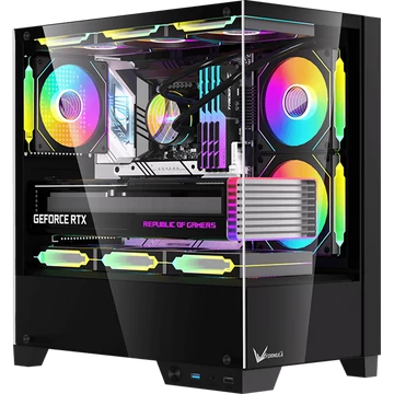 Formula Számítógépház - Crystal Z1M Black (fekete, ablakos, mATX, 1xUSB3.0, 1xUSB2.0)