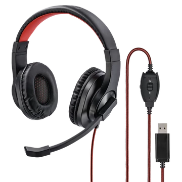 Hama Fejhallgató - 139927 HS-USB400 (hangerőszabályzó, USB-A, 2m, fekete)