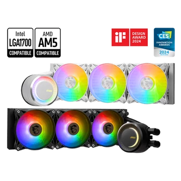 MSI CPU hűtő Coreliquid E360 2xARGB (vízhűtés), Univerzális