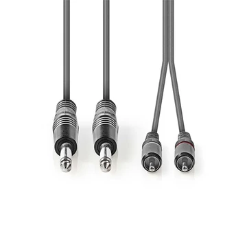 Nedis COTH23320GY50 félprofi audio kábel, 2 x 6,35mm mono jack dugó - 2 X RCA dugó, hossz 5m, rugalmas