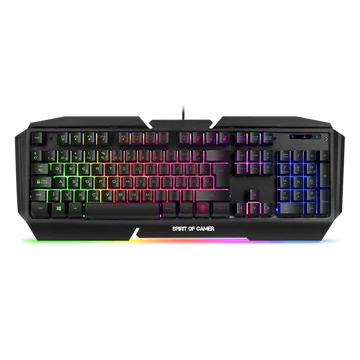 Spirit of Gamer Billentyűzet - PRO-K5 (105 gomb, Fém felső rész, RGB LED, USB, 19 anti-ghost, fekete, magyar)