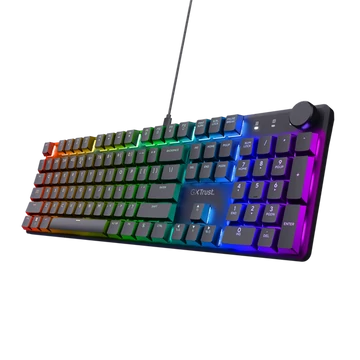Trust Billentyűzet Gamer - GXT866 Torix (Mechanikus, Huano switch; RGB LED háttérvilágítás; USB; fekete; angol)