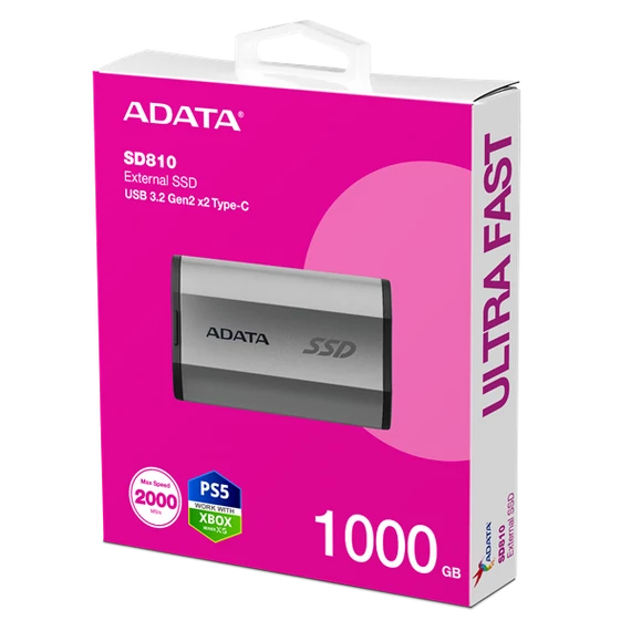 ADATA SSD Külső USB 3.2 1TB SD810, Szürke