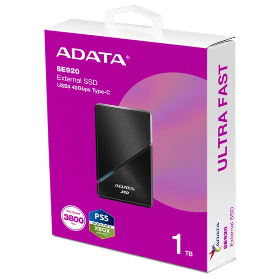 ADATA SSD Külső USB 3.2 1TB SE920 Elite, Fekete