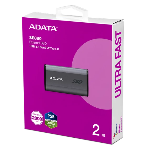 ADATA SSD Külső USB 3.2 2TB SE880 Elite, Szürke