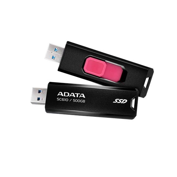 ADATA SSD Külső USB 3.2 500GB SC610, Fekete/Piros