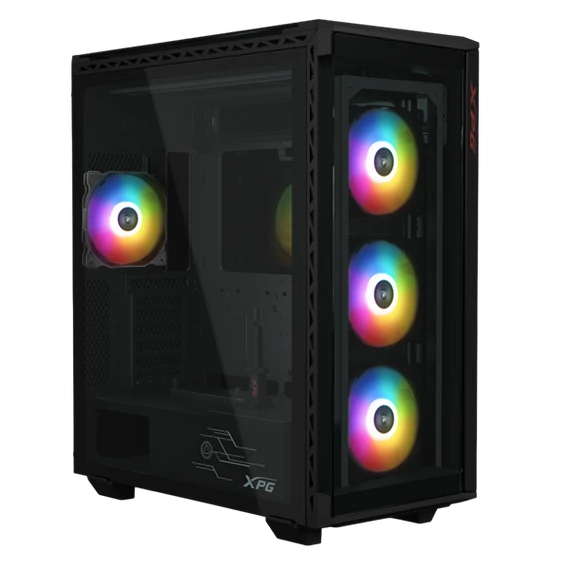 ADATA XPG Ház E-ATX Battlecruiser II, 4x120mm RGB ventilátor, Tápegység nélkül, üvegfalú, fekete