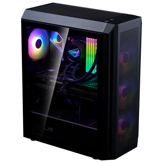 ADATA XPG Ház Midi ATX Valor AIR PLUS, 4x120mm RGB ventilátor, Tápegység nélkül, üvegfalú, fekete