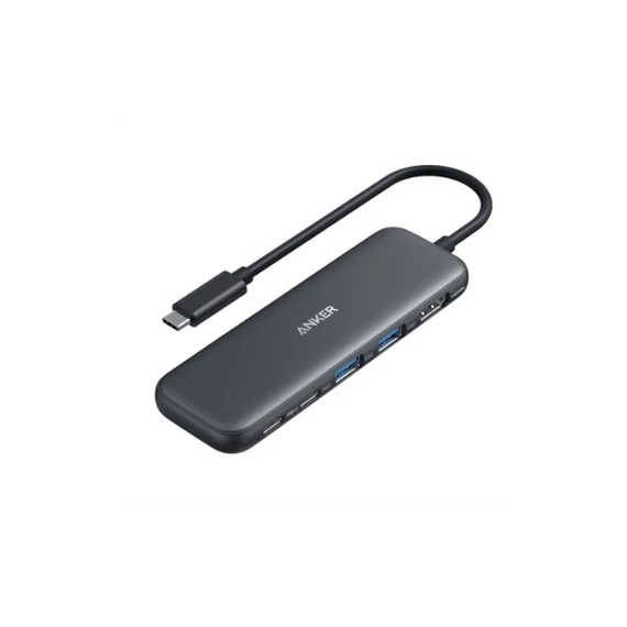 ANKER USB HUB, 322 5-in-1, USB-C Hub, 4K HDMI, 2xUSB-A, PD-IN 100W, USB-C 5Gbps, fekete - A8355H11