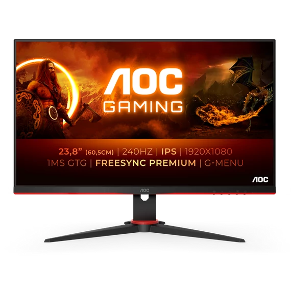 AOC Gaming 240Hz IPS monitor 23.8" 24G2ZE/BK, 1920x1080, 16:9, 350 cd/m2, 0.5ms, 2xHDMI/DIsplayPort