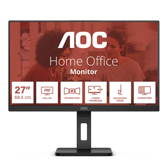 AOC IPS monitor 27" 27E3QAF, 1920x1080, 16:9, 300cd/m2, 4ms, HDMI/DisplayPort/VGA, Pivot, hangszóró