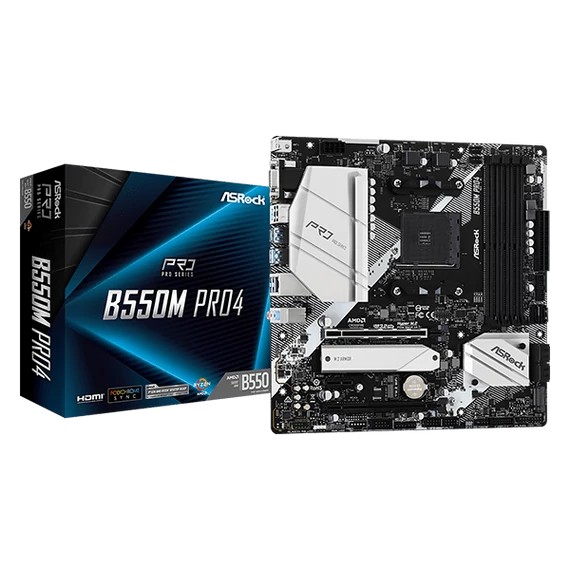 ASROCK Alaplap AM4 B550M PRO4 AMD B550, mATX