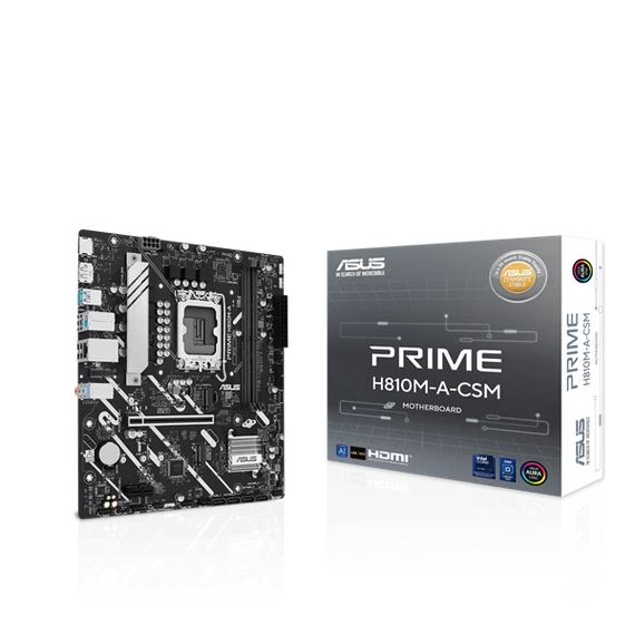 Asus Alaplap - Intel PRIME H810M-A-CSM s1851 (B860, 2xDDR5 6400+MHz, 4xSATA3, 2xM.2, HDMI+DP)