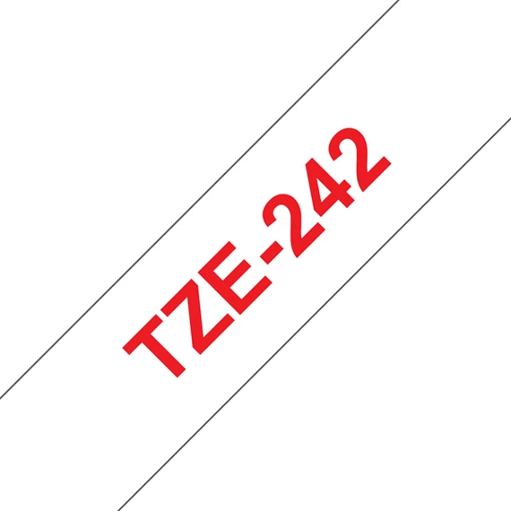 BROTHER szalag TZe-242, Fehér alapon Piros, Laminált, 18mm  0.7", 8 méter