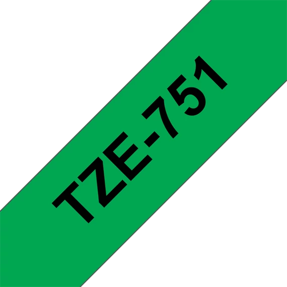 BROTHER szalag TZe-751, Zöld alapon Fekete, Laminált, 24mm  0.94", 8 méter