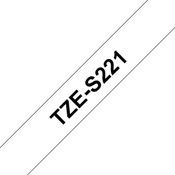 BROTHER szalag TZe-S221, Fehér alapon Fekete, Erős tapadású, 9mm  0.35", 8 méter