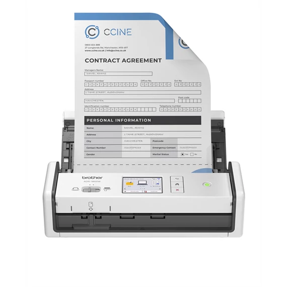 BROTHER Mobile szkenner ADS1800TC1, A4, 30 oldal/perc, USB/USB-C/Wifi  ADF, duplex, 600dpi,