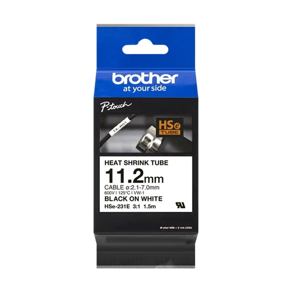 Brother szalag HSE-231E, Fehér alapon fekete, Zsugorcső, 11,2mm, 1,5m