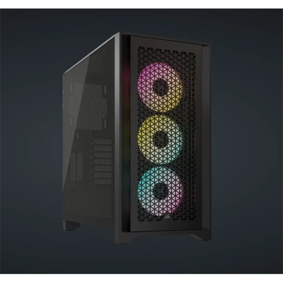 CORSAIR Ház iCUE 4000D RGB AIRFLOW, 3xAF120 RGB ELITE Ventillátorral + Kontroller, Tápegység nélkül, Edzett Üveg, fekete