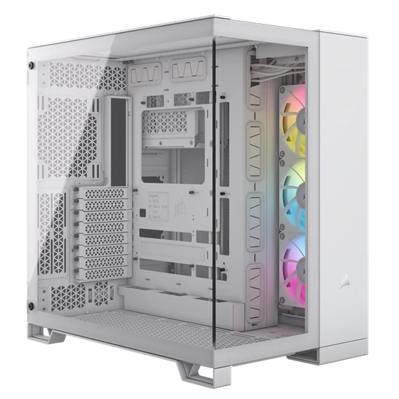 CORSAIR Ház iCUE LINK 6500X RGB, 3x iCUE LINK RX120 RGB Ventilátor, Tápegység nélkül, Edzett Üveg, fehér