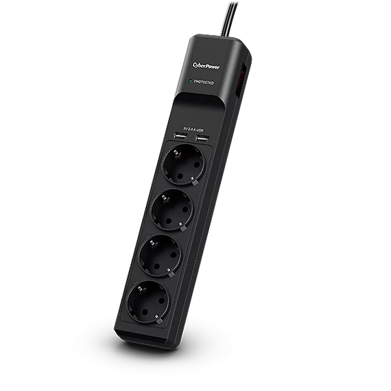 CYBERPOWER P0420SUD0-DE (4 aljzat) túlfeszültség védő elosztó és USB töltő 2 x 2.4A, 1,8m