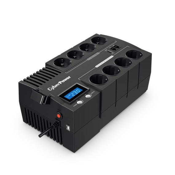 CYBERPOWER UPS BR1200ELCD (8 aljzat) 1200VA 720W, 230V szünetmentes elosztósor + USB LINE-INTERAKTÍV