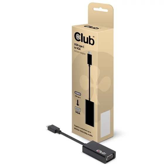 Club 3D Átalakító - CAC-1502 (3.1 USB-C Gen 1 to VGA, 1080p 60 FPS)