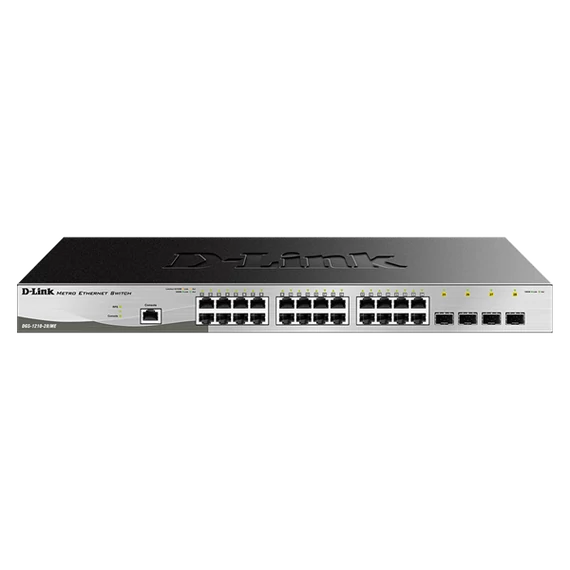 D-LINK Switch 24x1000Mbps (24xPOE) + 4xGigabit kombó SFP Menedzselhető Rackes (Metro), DGS-1210-28P/ME/E
