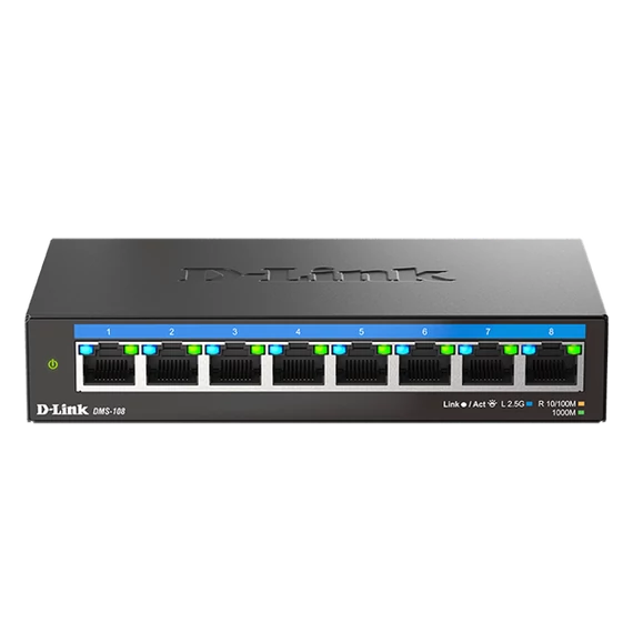 D-LINK Switch 8x2.5Gbps Multi-Gigabit Fémházas Asztali, DMS-108/E