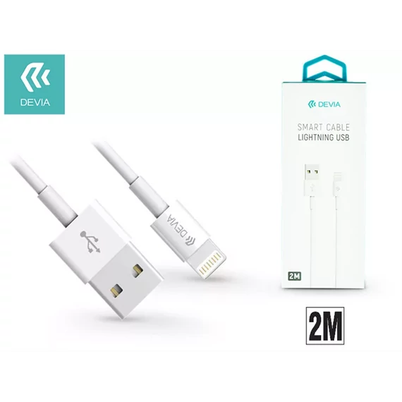 DEVIA  APPLE IPHONE LIGHTNING USB TÖLTŐ- ÉS ADATKÁBEL 2 M-ES VEZETÉKKEL - SMART CABLE LIGHTNING - WHITE