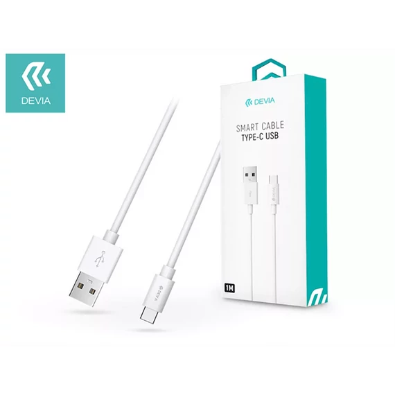 DEVIA USB - USB TYPE-C ADAT- ÉS TÖLTŐKÁBEL 1 M-ES VEZETÉKKEL - SMART USB TYPE-C 2.0 CABLE - WHITE