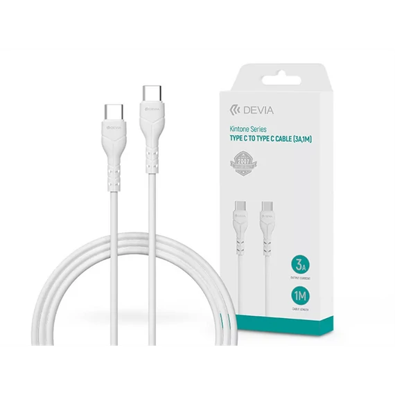 DEVIA USB TYPE-C - USB TYPE-C ADAT- ÉS TÖLTŐKÁBEL 1 M-ES VEZETÉKKEL - KINTONE SERIES TYPE-C TO TYPE-C CABLE - 60W, WHITE
