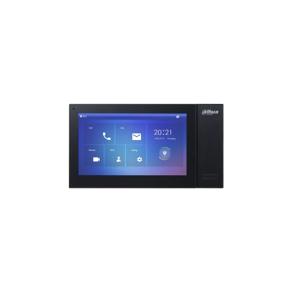 Dahua IP video kaputelefon - VTH2421FB-P (beltéri egység, 7" touch screen, 1024x600, SD, I/O, fekete, PoE)