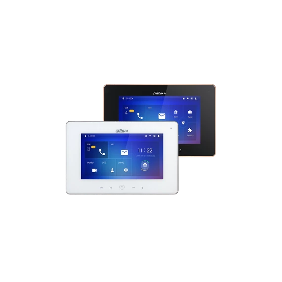 Dahua IP video kaputelefon - VTH5221DW-S2 (beltéri egység, 7" touch screen, 2 ajtó vezérlés, SD, I/O, PoE, wifi, fehér)