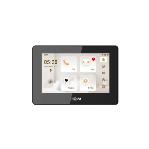 Dahua IP video kaputelefon - VTH5421HB-W (beltéri egység; 7" touch, SD, I/O, PoE, wifi, fekete)
