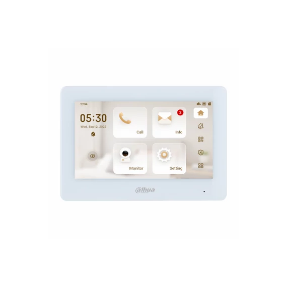 Dahua IP video kaputelefon - VTH5421HW-W (beltéri egység; 7" touch, SD, I/O, PoE, wifi, fehér)