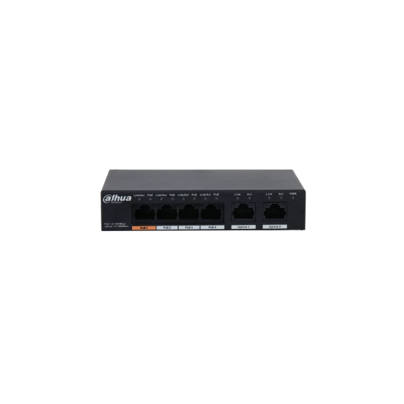 Dahua PoE switch - PFS3006-4GT-60 (4x 1Gbps PoE + 2x 1Gbps uplink, 60W)