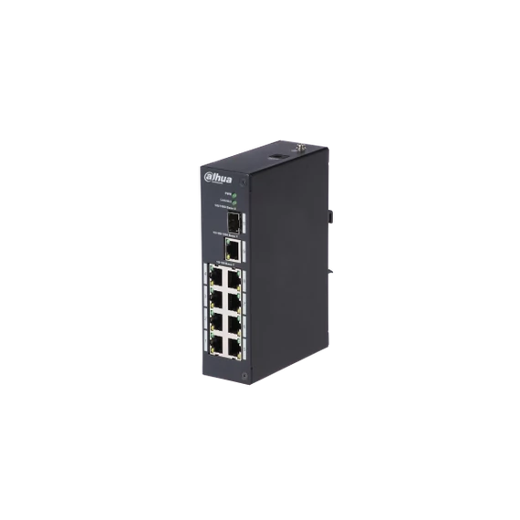 Dahua switch - PFS3110-8T (8x 100Mbps + 1x 1Gbps + 1x  SFP, L2; ipari kivitel; 12VDC)