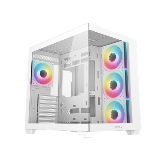 DeepCool Számítógépház - CG530 4F WH (fehér, ablakos, 4x12cm A-RGB, BTF, ATX, 2xUSB3.0, 1xUSB2.0)