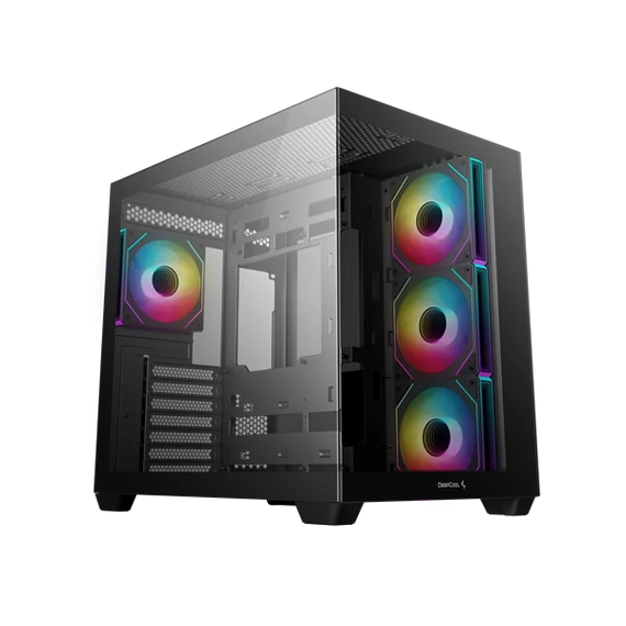 DeepCool Számítógépház - CG530 4F (fekete, ablakos, 4x12cm A-RGB, BTF, ATX, 2xUSB3.0, 1xUSB2.0)