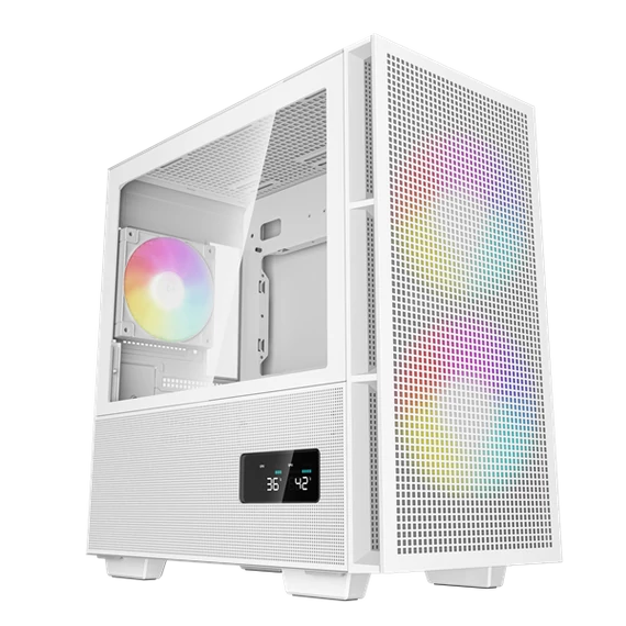 DeepCool Számítógépház - CH360 DIGITAL WH (fekete, 2x14cm +1x12 venti, Mini-ITX / Micro-ATX, 1xUSB3.0, A-RGB, fehér)
