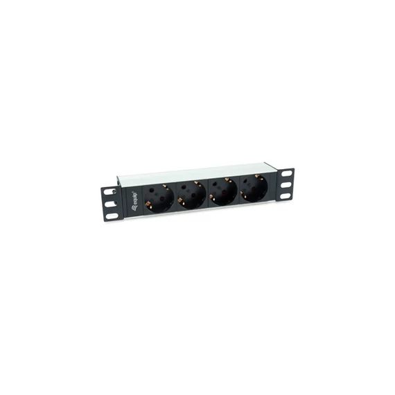 Equip Hálózati Elosztó - 333311 (Schuko, 4x Schuko, Rack 1U, 1,8m kábel, aluminium, fekete)