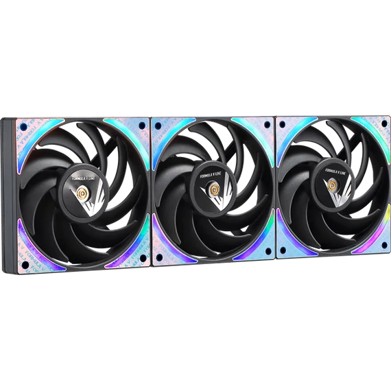 Formula Cooler 12cm - 3 db Air Bridge Plus BK (1-27,2dB, max. 63,2 m3/h, 4pin csatlakozó, hydro bearing, ARGB)