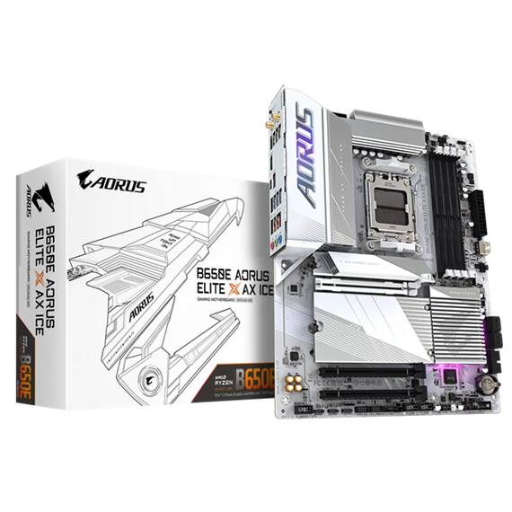 GIGABYTE Alaplap AM5 B650E AORUS ELITE X AX ICE AMD B650, ATX