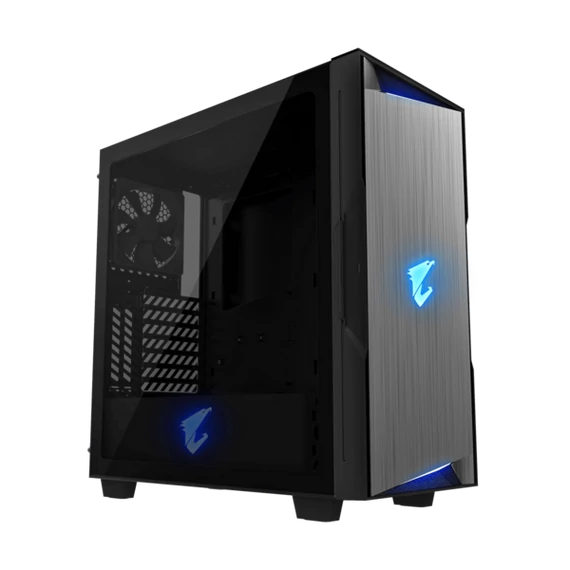 GIGABYTE Ház AORUS C300 Glass, GB-AC300G, Tápegység nélkül, Fekete