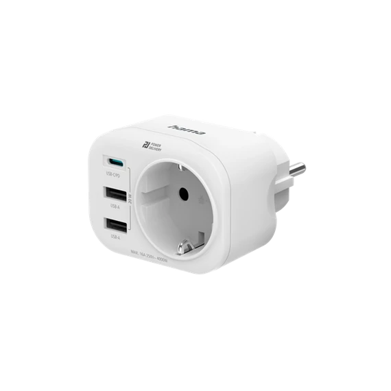 HAMA 223342, KONNEKTOR TÖLTŐADAPTERREL, 2 USB-A, 1 USB-C, "PD", 20W