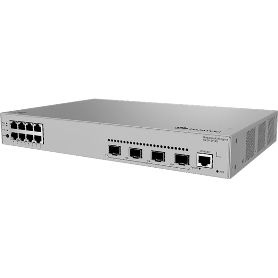 Huawei eKit Switch 8x1000Mbps (125W POE+) + 4x1000Mbps SFP, Layer2+ managed, Rackes/Asztali - S220-8P4S