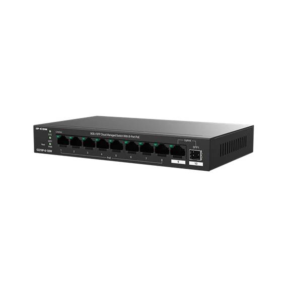 IP-COM Switch Menedzselhető PoE - G2210P-8-102W (9x1Gbps; 8 af/at PoE+ port; 110W; 1x 1Gbps SFP)